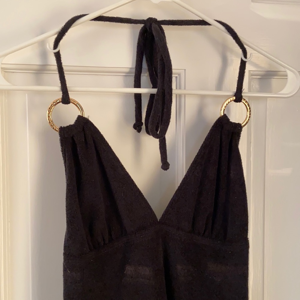 Lauren Ralph Lauren black & gold a-line halter top dress